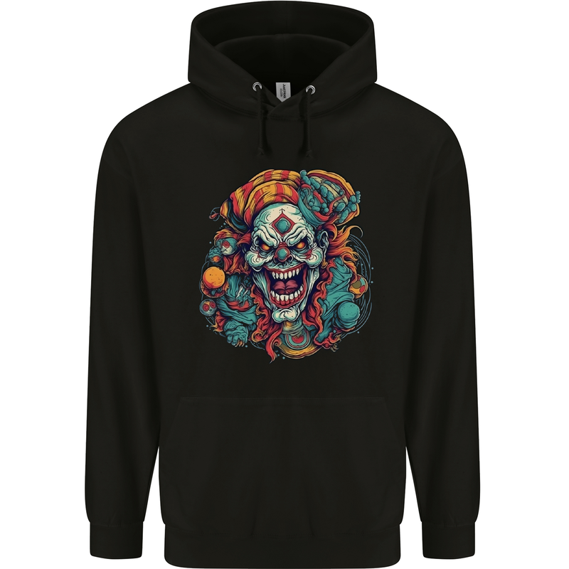 Horror Clown Halloween Satan Evil Skull Demon Childrens Kids Hoodie Black