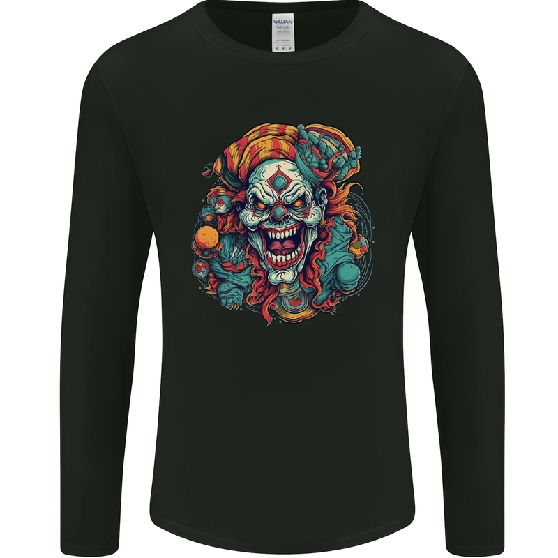 Horror Clown Halloween Satan Evil Skull Demon Mens Long Sleeve T-Shirt Black