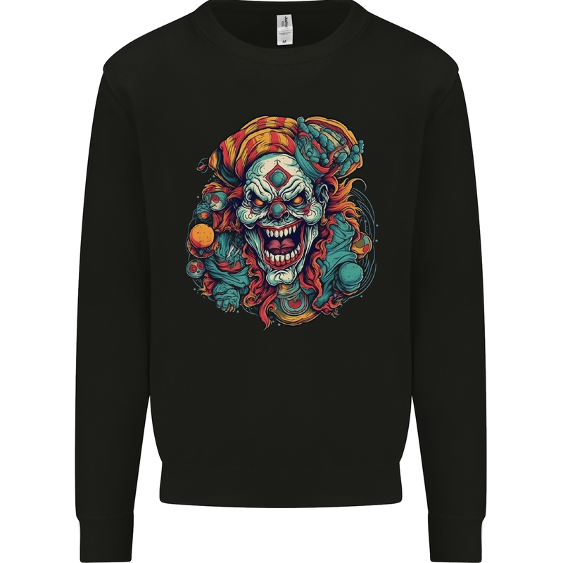 Horror Clown Halloween Satan Evil Skull Demon Mens Sweatshirt Jumper Black