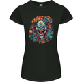 Horror Clown Halloween Satan Evil Skull Demon Womens Petite Cut T-Shirt Black