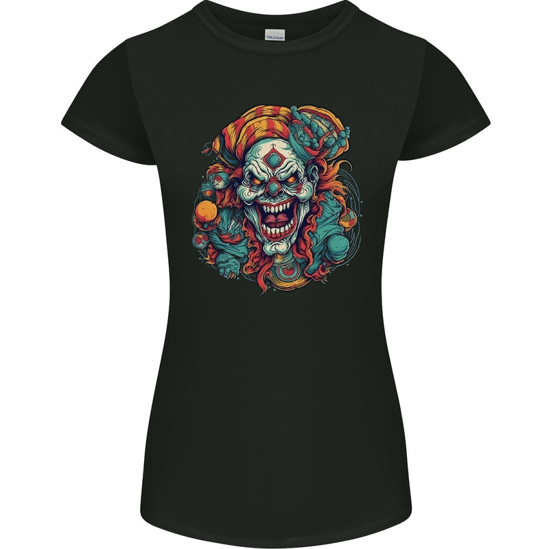 Horror Clown Halloween Satan Evil Skull Demon Womens Petite Cut T-Shirt Black