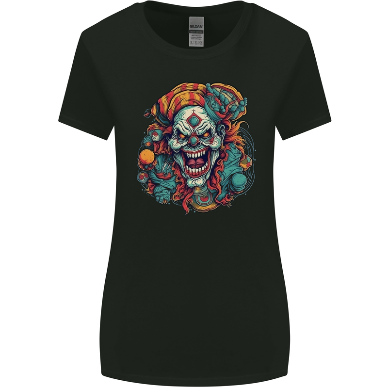 Horror Clown Halloween Satan Evil Skull Demon Womens Wider Cut T-Shirt Black