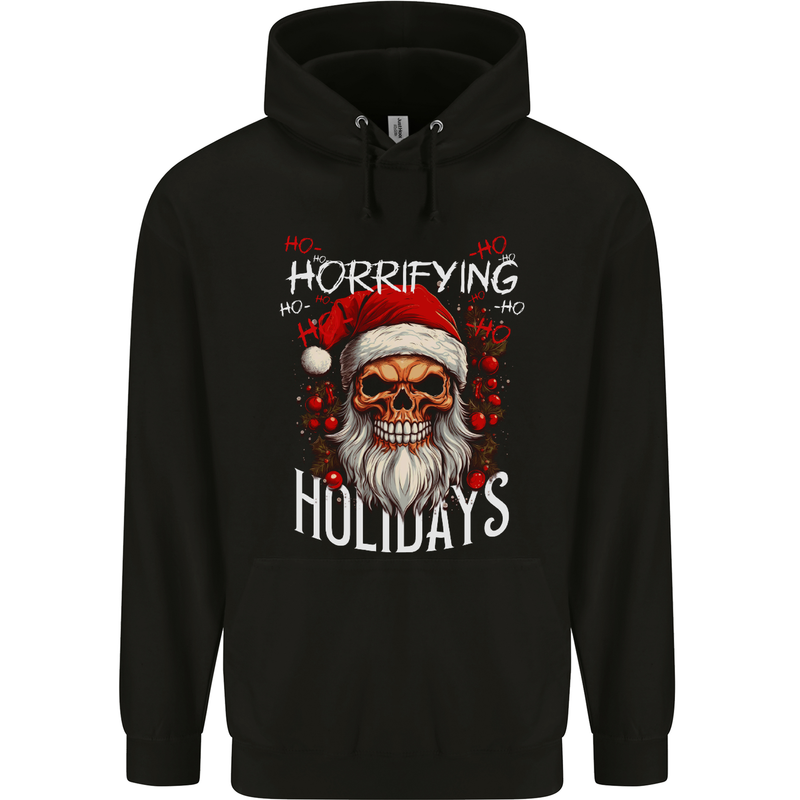 Horror Holidays Evil Santa Skull Christmas Xmas Childrens Kids Hoodie Black