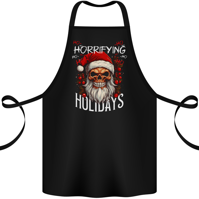 Horror Holidays Evil Santa Skull Christmas Xmas Cotton Apron 100% Organic Black