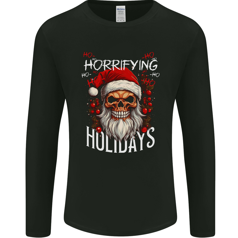 Horror Holidays Evil Santa Skull Christmas Xmas Mens Long Sleeve T-Shirt Black