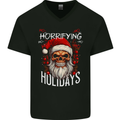 Horror Holidays Evil Santa Skull Christmas Xmas Mens V-Neck Cotton T-Shirt Black