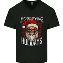 Horror Holidays Evil Santa Skull Christmas Xmas Mens V-Neck Cotton T-Shirt Black