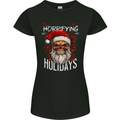 Horror Holidays Evil Santa Skull Christmas Xmas Womens Petite Cut T-Shirt Black