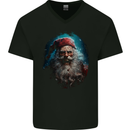 Horror Zombie Santa Claus Christmas Halloween Mens V-Neck Cotton T-Shirt Black