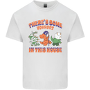 Horrors House Funny Dinosaur Halloween Mens Cotton T-Shirt Tee Top White