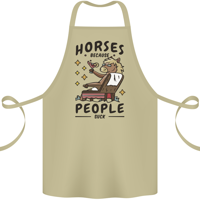 Horse Riding Because People Suck Equestrian Cotton Apron 100% Organic Khaki