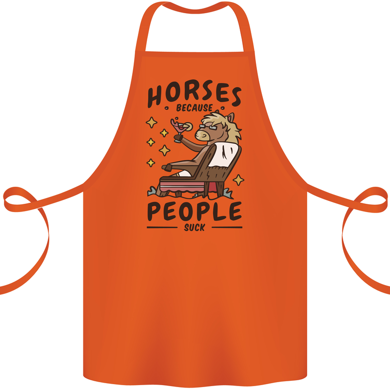 Horse Riding Because People Suck Equestrian Cotton Apron 100% Organic Orange