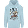 Horse Riding Because People Suck Equestrian Mens 80% Cotton Hoodie Light Blue