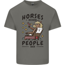 Horse Riding Because People Suck Equestrian Mens Cotton T-Shirt Tee Top Charcoal