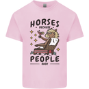 Horse Riding Because People Suck Equestrian Mens Cotton T-Shirt Tee Top Light Pink