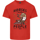 Horse Riding Because People Suck Equestrian Mens Cotton T-Shirt Tee Top Red