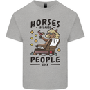 Horse Riding Because People Suck Equestrian Mens Cotton T-Shirt Tee Top Sports Grey