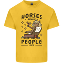 Horse Riding Because People Suck Equestrian Mens Cotton T-Shirt Tee Top Yellow