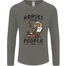 Horse Riding Because People Suck Equestrian Mens Long Sleeve T-Shirt Charcoal