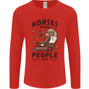 Horse Riding Because People Suck Equestrian Mens Long Sleeve T-Shirt Red