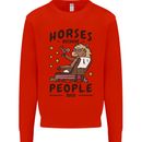 Horse Riding Because People Suck Equestrian Mens Sweatshirt Jumper Bright Red