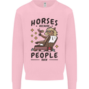 Horse Riding Because People Suck Equestrian Mens Sweatshirt Jumper Light Pink