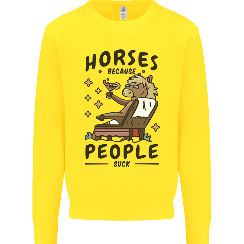 Horse Riding Because People Suck Equestrian Mens Sweatshirt Jumper Yellow