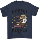 Horse Riding Because People Suck Equestrian Mens T-Shirt 100% Cotton Navy Blue