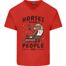 Horse Riding Because People Suck Equestrian Mens V-Neck Cotton T-Shirt Red