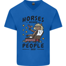 Horse Riding Because People Suck Equestrian Mens V-Neck Cotton T-Shirt Royal Blue