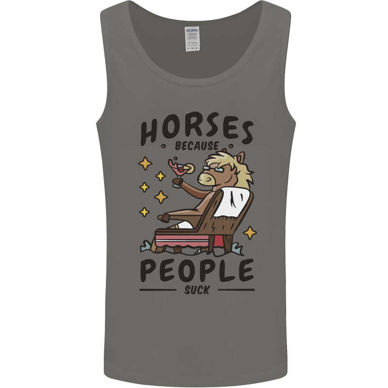 Horse Riding Because People Suck Equestrian Mens Vest Tank Top Charcoal