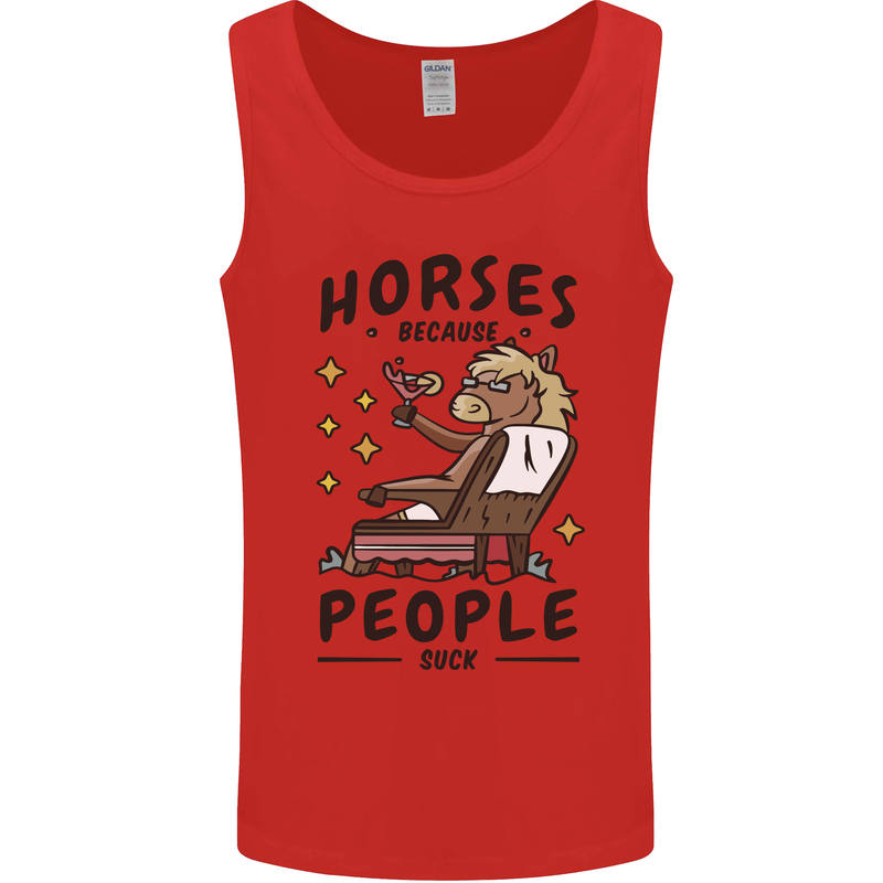 Horse Riding Because People Suck Equestrian Mens Vest Tank Top Red