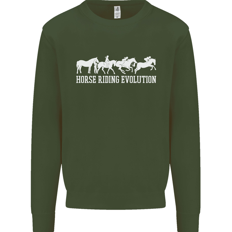 Horse Riding Evolution Equestrian Kids Sweatshirt Jumper Forest Green