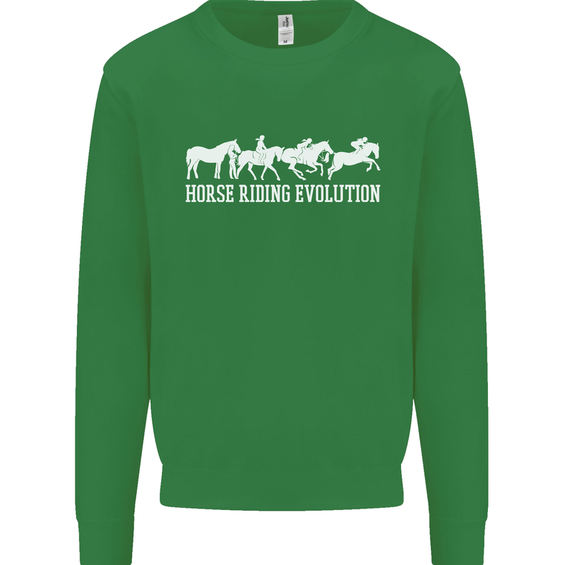 Horse Riding Evolution Equestrian Kids Sweatshirt Jumper Irish Green