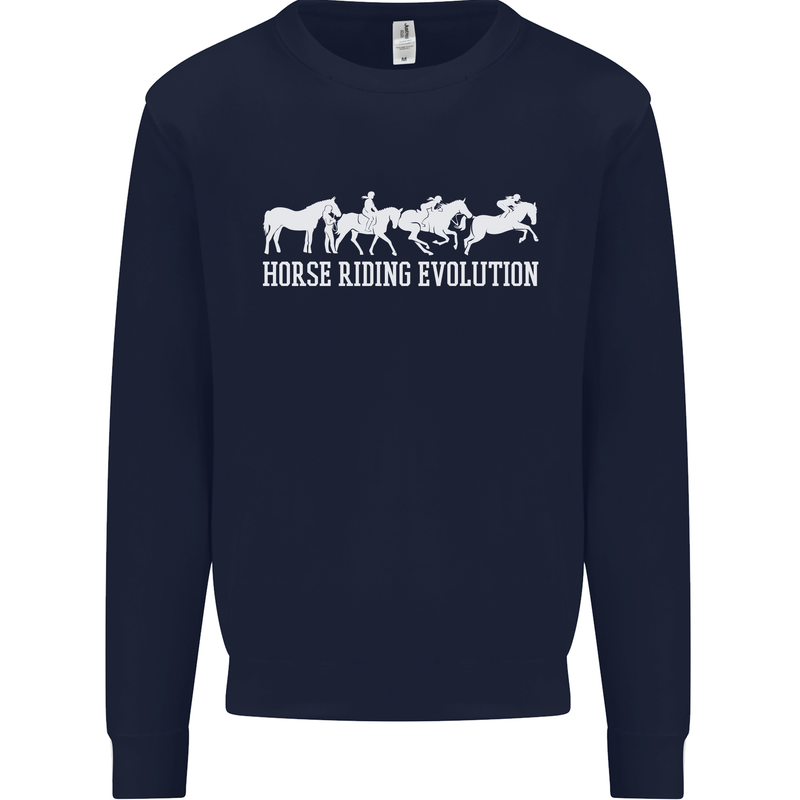 Horse Riding Evolution Equestrian Kids Sweatshirt Jumper Navy Blue