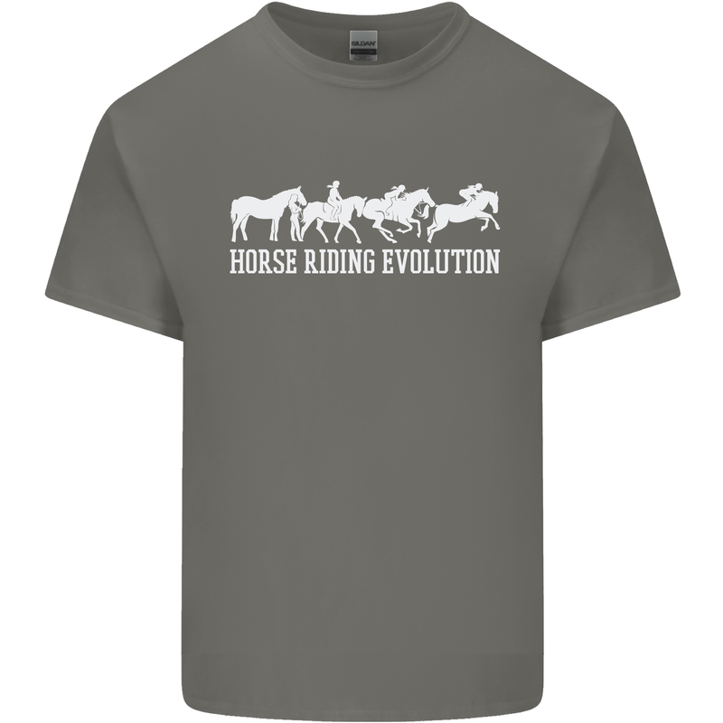 Horse Riding Evolution Equestrian Kids T-Shirt Childrens Charcoal