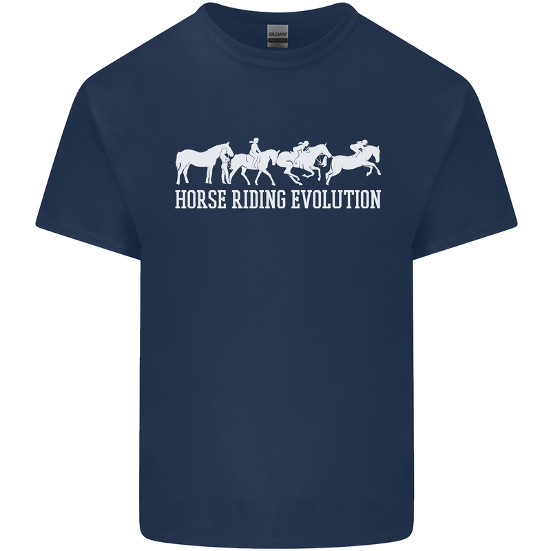 Horse Riding Evolution Equestrian Kids T-Shirt Childrens Navy Blue