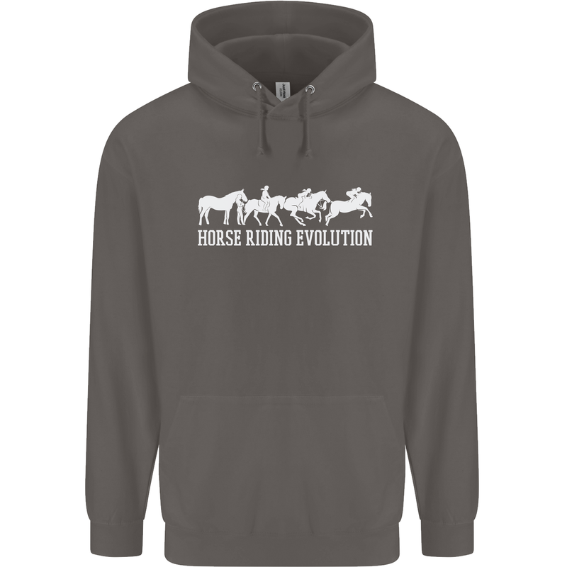 Horse Riding Evolution Equestrian Mens 80% Cotton Hoodie Charcoal