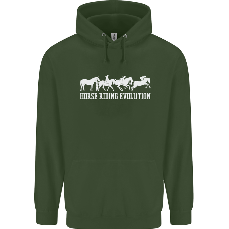 Horse Riding Evolution Equestrian Mens 80% Cotton Hoodie Forest Green