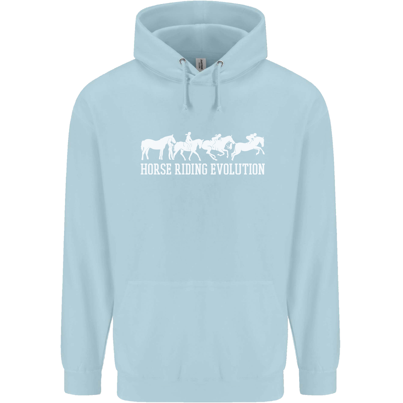 Horse Riding Evolution Equestrian Mens 80% Cotton Hoodie Light Blue