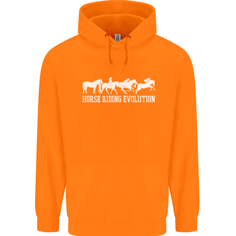 Horse Riding Evolution Equestrian Mens 80% Cotton Hoodie Orange