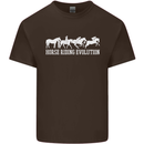 Horse Riding Evolution Equestrian Mens Cotton T-Shirt Tee Top Dark Chocolate
