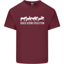 Horse Riding Evolution Equestrian Mens Cotton T-Shirt Tee Top Maroon