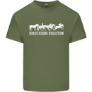 Horse Riding Evolution Equestrian Mens Cotton T-Shirt Tee Top Military Green