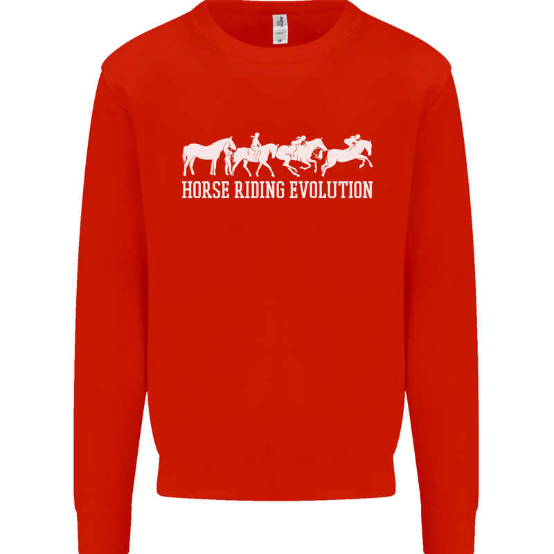 Horse Riding Evolution Equestrian Mens Sweatshirt Jumper Bright Red