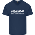 Horse Riding Evolution Equestrian Mens V-Neck Cotton T-Shirt Navy Blue