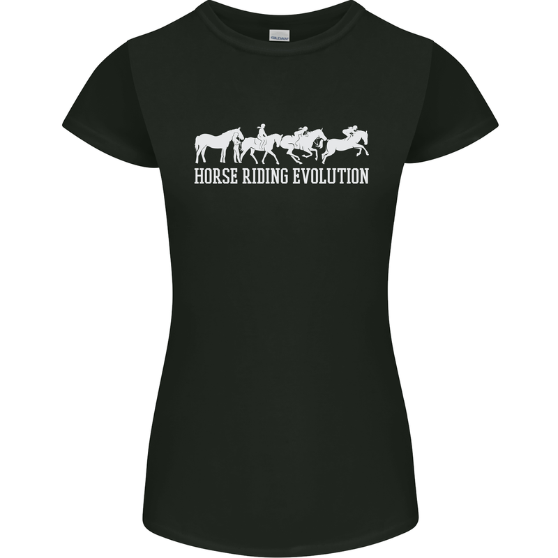 Horse Riding Evolution Equestrian Womens Petite Cut T-Shirt Black