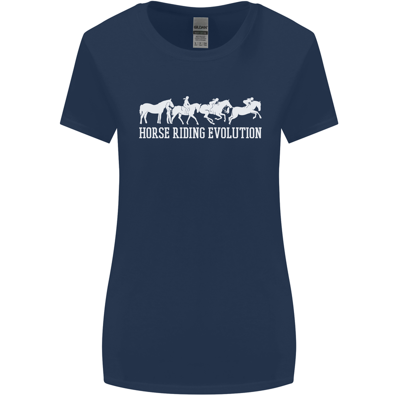 Horse Riding Evolution Equestrian Womens Wider Cut T-Shirt Navy Blue