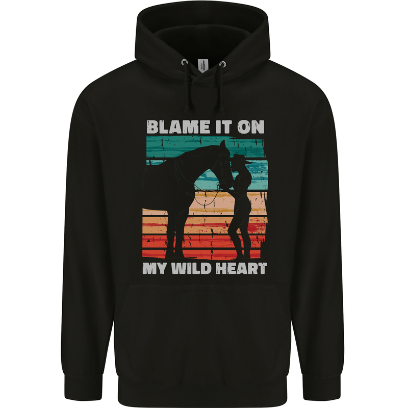 Horse Riding My Wild Heart Equestrian Childrens Kids Hoodie Black