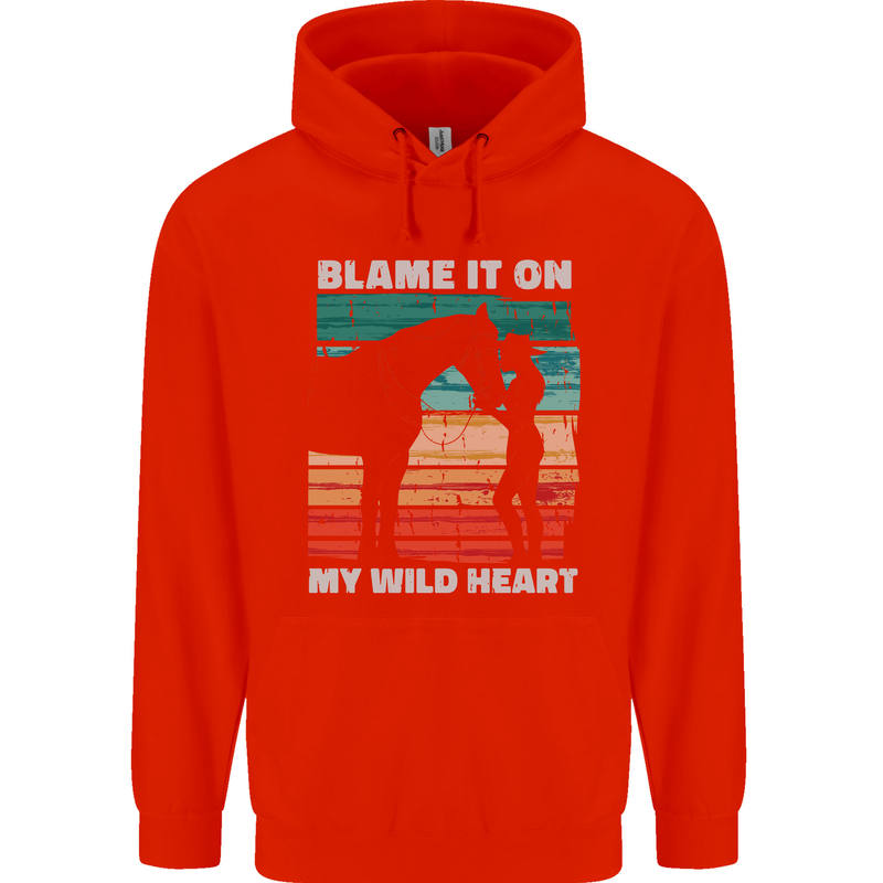 Horse Riding My Wild Heart Equestrian Childrens Kids Hoodie Bright Red